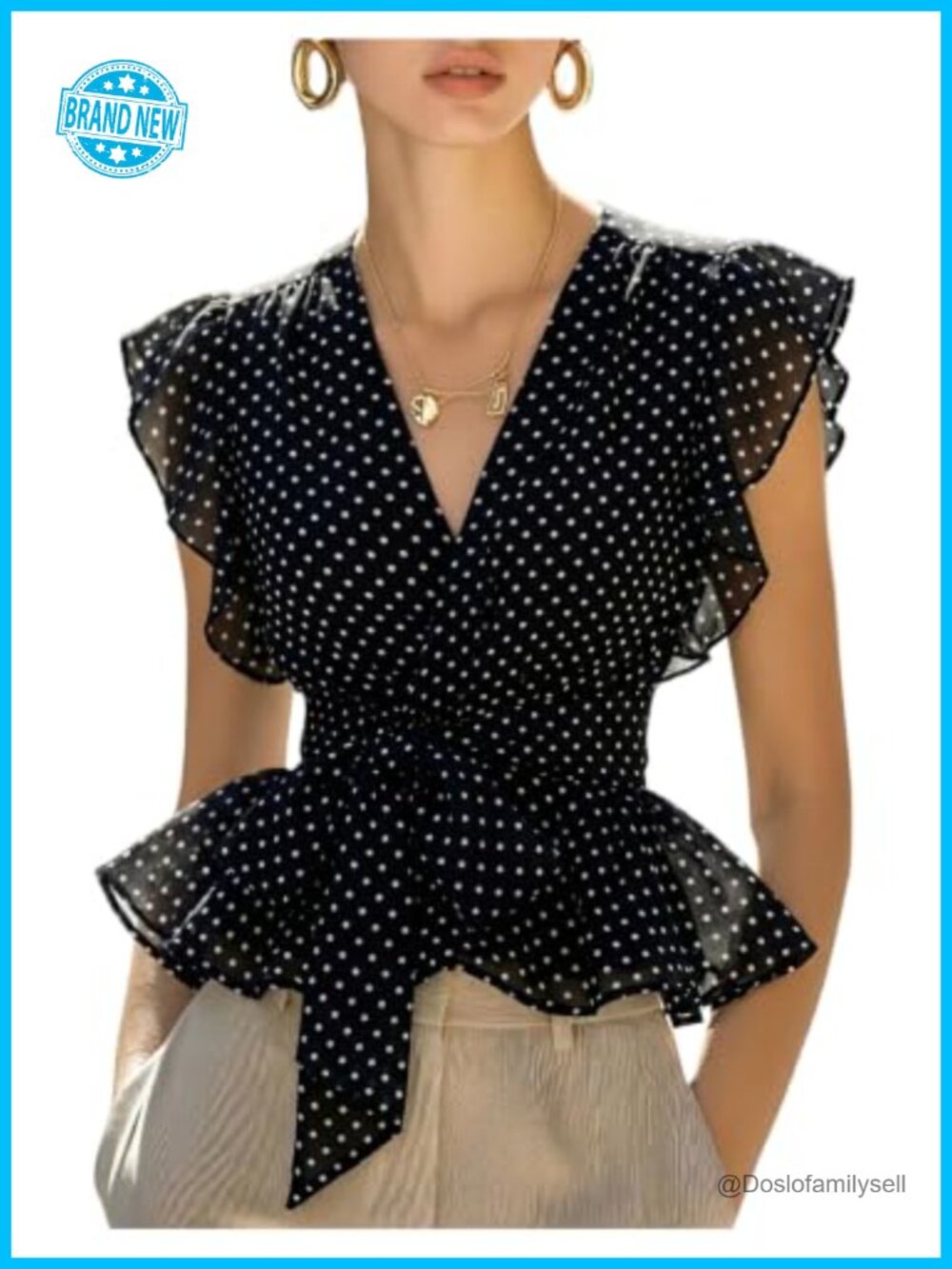 Women's Sheer Mesh Polka Dots Wrap Tie Waist Tank Top V-Neck Sleeveless Blouse